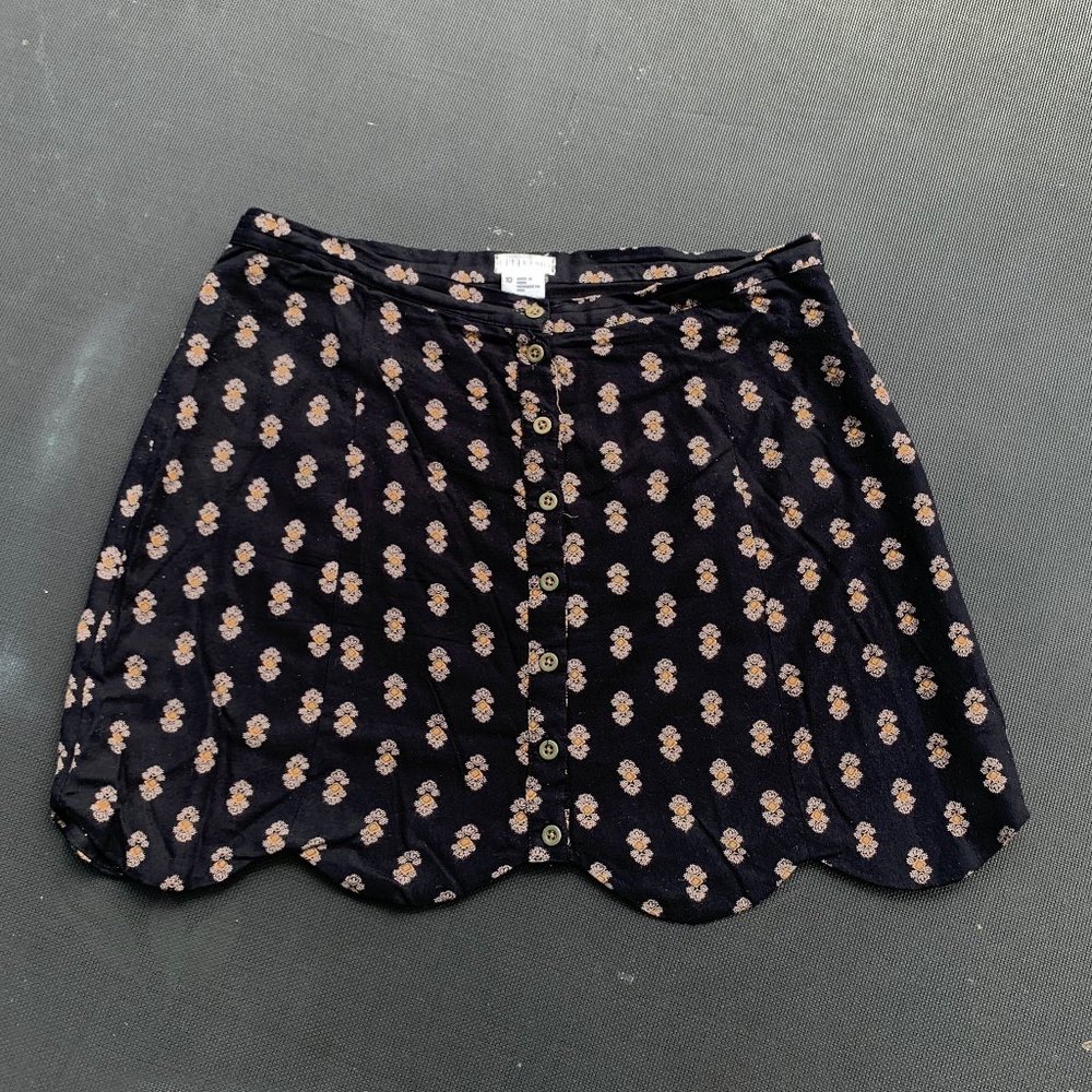 Scalloped Button Down Mini Skirt